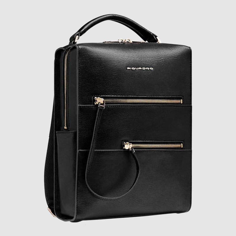 Zaino Piquadro Donna Porta Ipad Due Tasche Frontali Pelle Nera