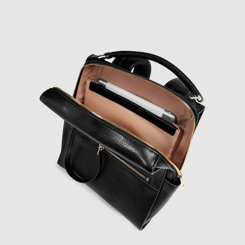 Zaino Piquadro Donna Porta Ipad Due Tasche Frontali Pelle Nera