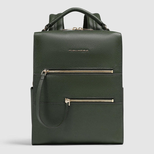 Zaino Piquadro Donna Porta Ipad Doppia Tasca Frontale Pelle Verde