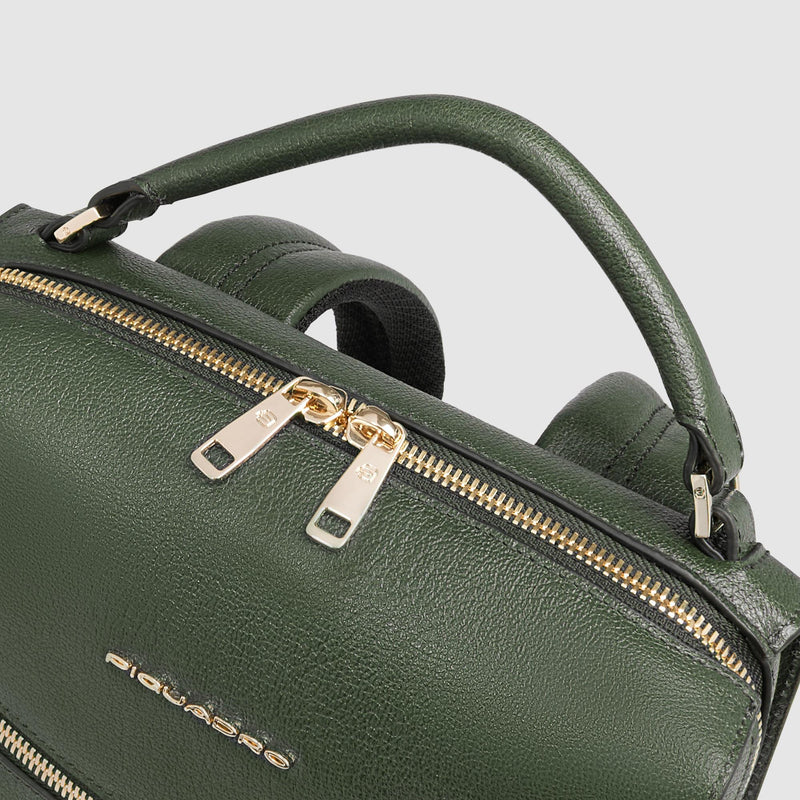 Zaino Piquadro Donna Porta Ipad Doppia Tasca Frontale Pelle Verde