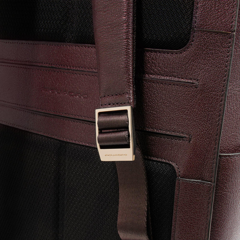 Zaino Piquadro Donna Porta Pc Ipad Doppia Tasca Frontale Pelle Borgogna