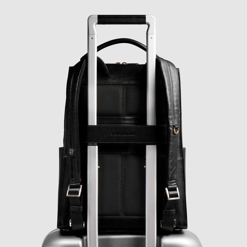 Zaino Piquadro Donna Porta Pc Ipad Doppia Tasca Frontale Pelle Nera