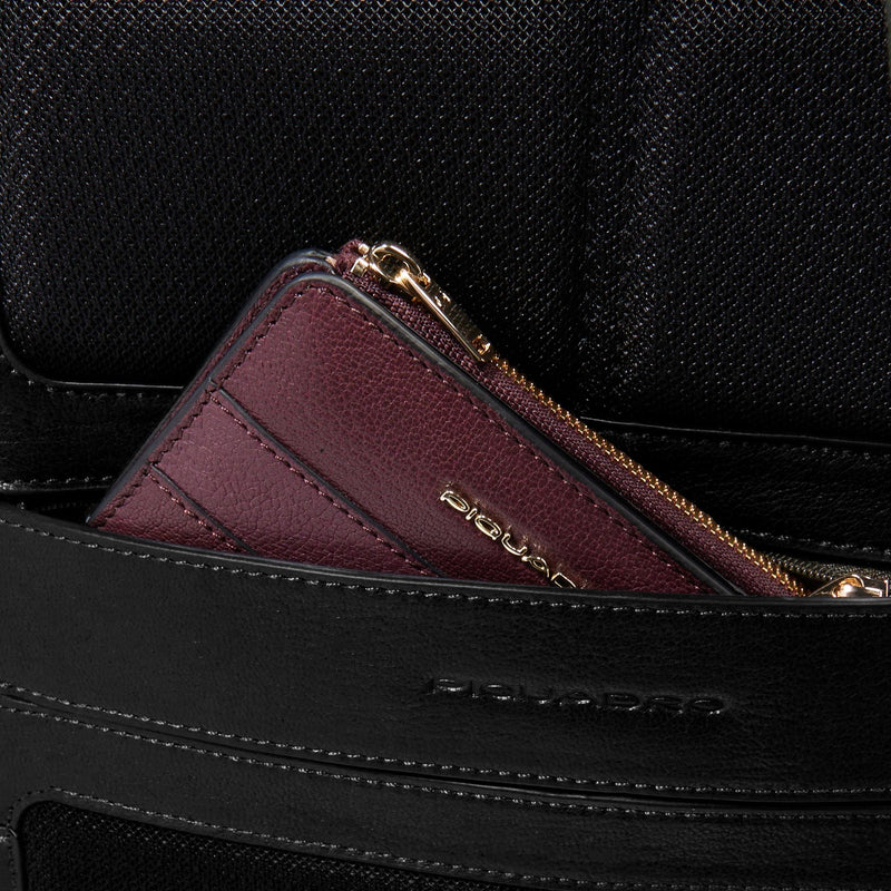 Zaino Piquadro Donna Porta Pc Ipad Doppia Tasca Frontale Pelle Nera