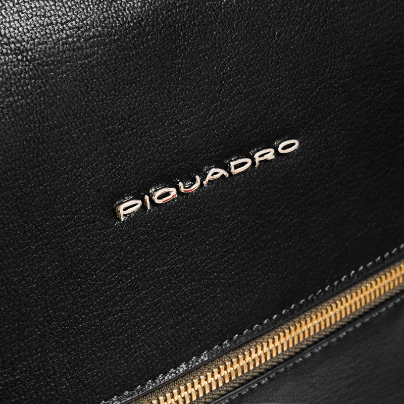 Zaino Piquadro Donna Porta Pc Ipad Doppia Tasca Frontale Pelle Nera