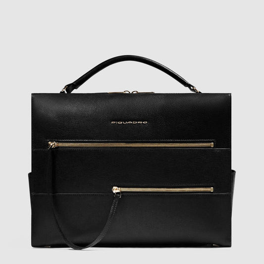 Borse Lavoro Piquadro Cartella Donna Porta Pc Ipad Tasche Frontali Pelle Nera