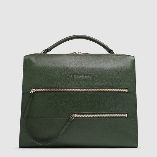 Borse Lavoro Piquadro Cartella Donna Porta Pc Ipad Tasche Frontali Pelle Verde