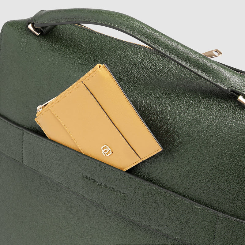 Borse Lavoro Piquadro Cartella Donna Porta Pc Ipad Tasche Frontali Pelle Verde