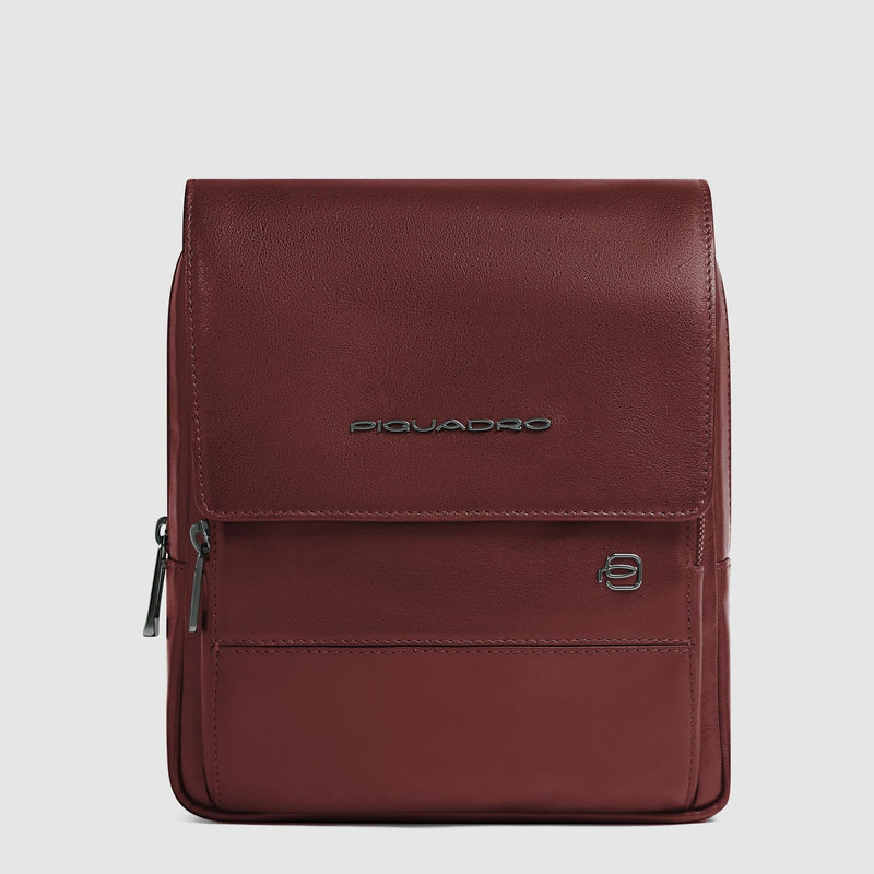 Borsello Piquadro Uomo Porta Ipad Doppio Scomparto Patta Frontale Pelle Blu