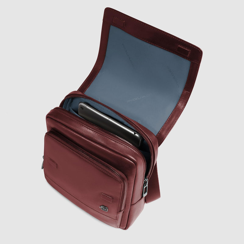 Borsello Piquadro Uomo Porta Ipad Doppio Scomparto Patta Frontale Pelle Blu