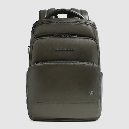 Zaini Piquadro Zaino Uomo Porta Pc Ipad Doppio Scomparto Due Tasche Pelle Verde