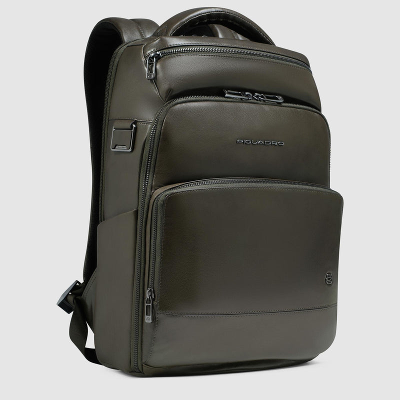 Zaini Piquadro Zaino Uomo Porta Pc Ipad Doppio Scomparto Due Tasche Pelle Verde