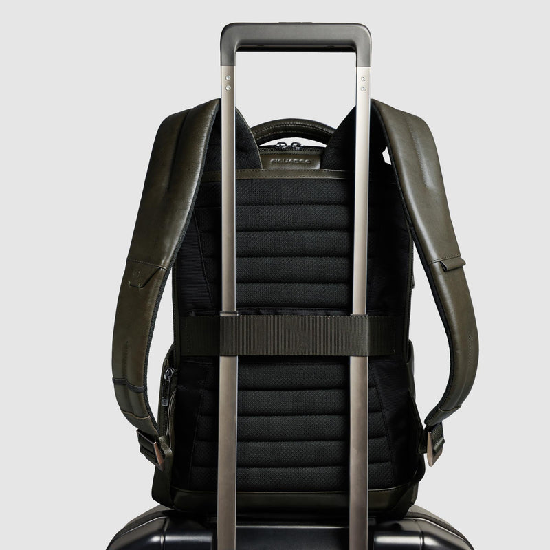 Zaini Piquadro Zaino Uomo Porta Pc Ipad Doppio Scomparto Due Tasche Pelle Verde