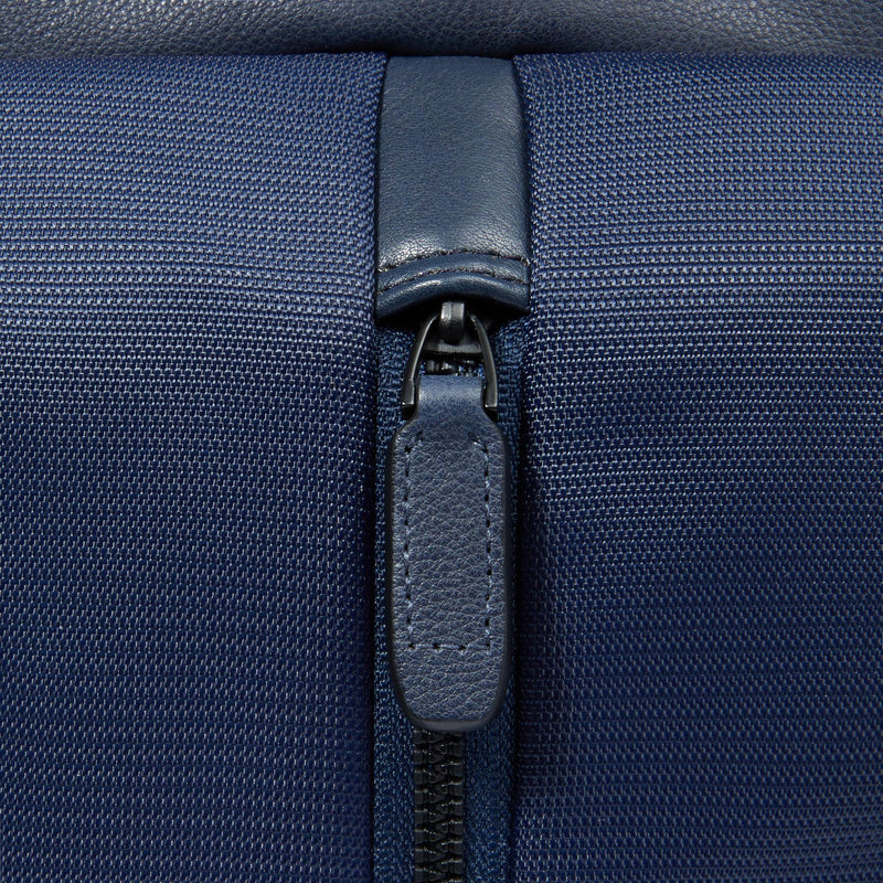 Zaini Piquadro Zaino Uomo Porta Pc Ipad Due Tasche Frontali Tessuto Inserti Pelle Blu