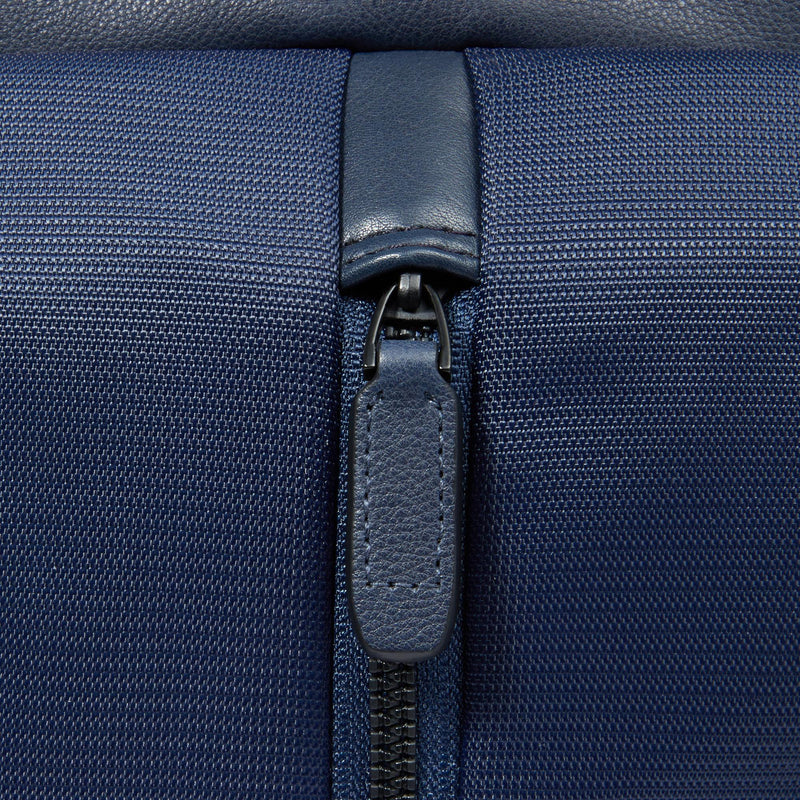 Zaini Piquadro Zaino Uomo Porta Pc Ipad Doppio Scomparto Due Tasche Frontali Tessuto Inserti Pelle Blu