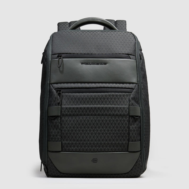 Zaini Piquadro Zaino Uomo Porta Pc/Ipad Doppio Scomparto Due Tasche Frontali Tessuto Stampato Inserti Pelle Verde