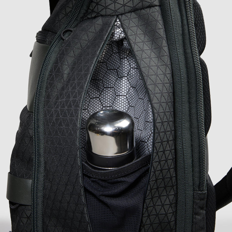 Zaini Piquadro Zaino Uomo Porta Pc/Ipad Doppio Scomparto Due Tasche Frontali Tessuto Stampato Inserti Pelle Verde