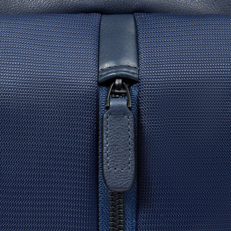 Zaini Piquadro Zaino Uomo Porta Pc Ipad Doppio Scomparto Due Tasche Frontali Tessuto Inserti Pelle Blu