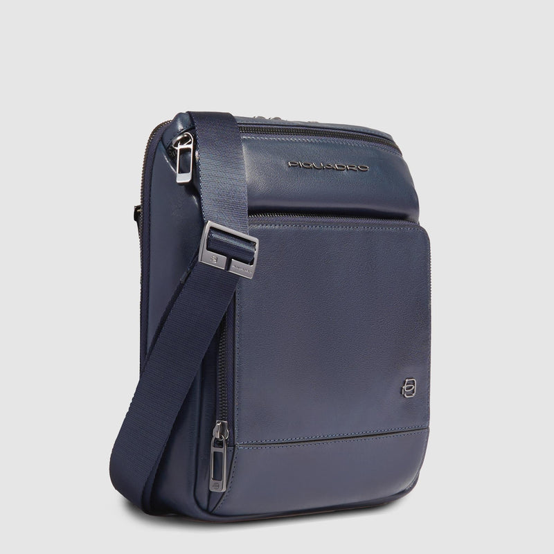 Borselli Piquadro Borsello Uomo Porta Ipad Doppia Tasca Frontale Pelle Blu