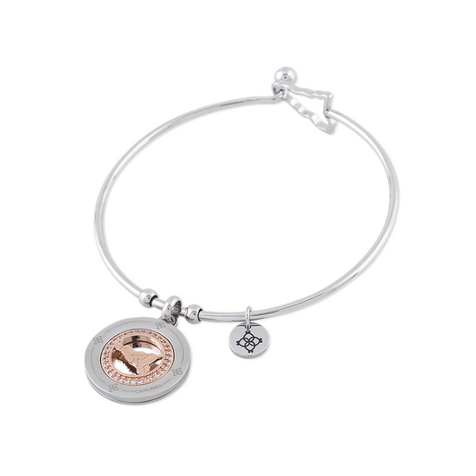Bracciale Rigido Camurrìa Sicilia Bedda Acciaio Charm Tondo Acciaio Pvd Oro Rosa/Cristalli Chiusura Sicilia