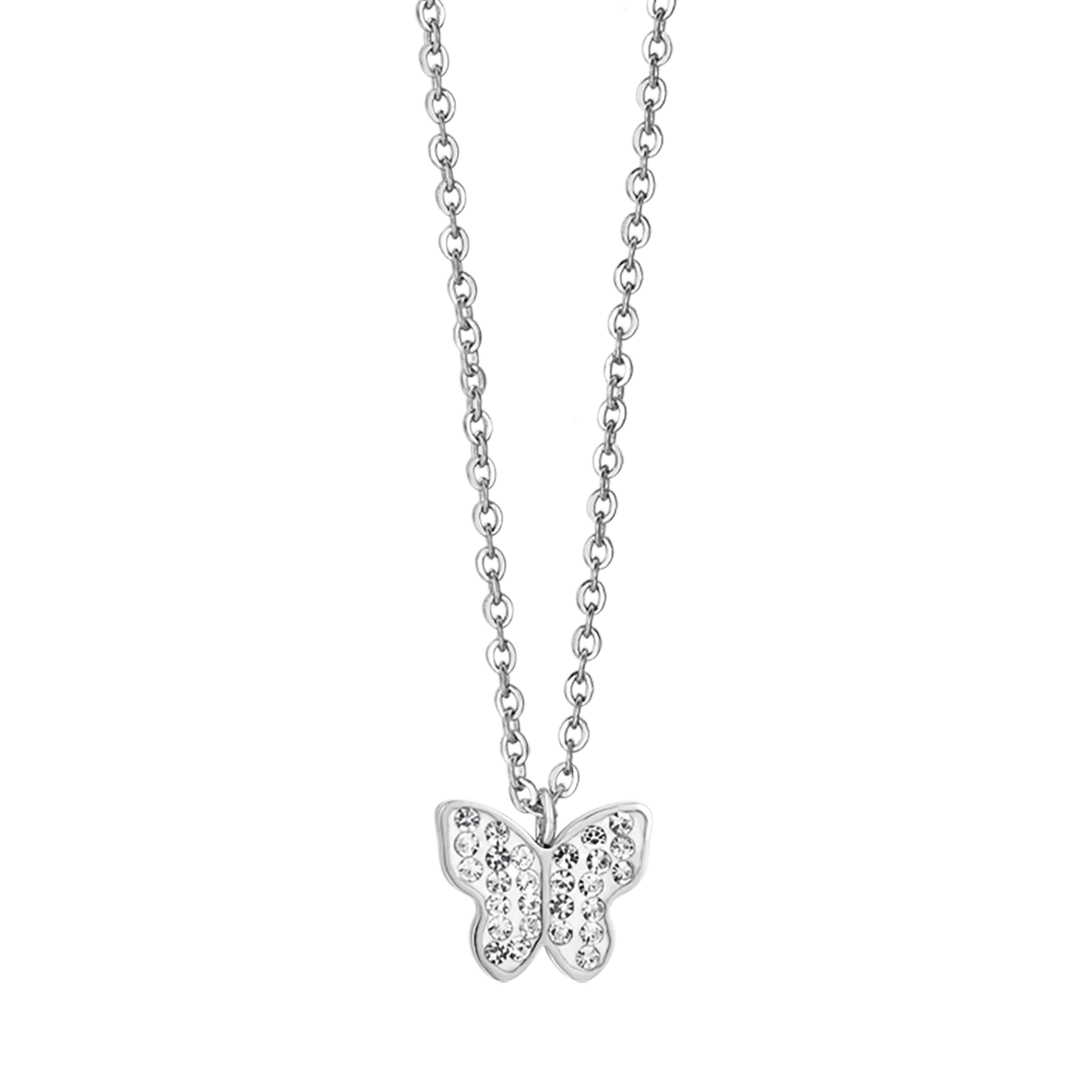 Collana Luca Barra Pretty Moment Acciaio Pendente Farfalla Cristalli