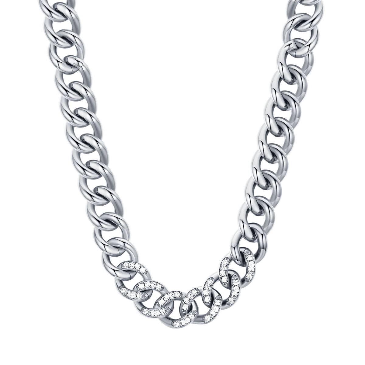 Collana Girocollo Luca Barra Brillant Time Acciaio Con Cristalli