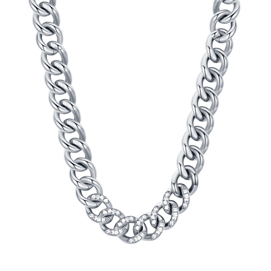 Collana Girocollo Luca Barra Brillant Time Acciaio Con Cristalli