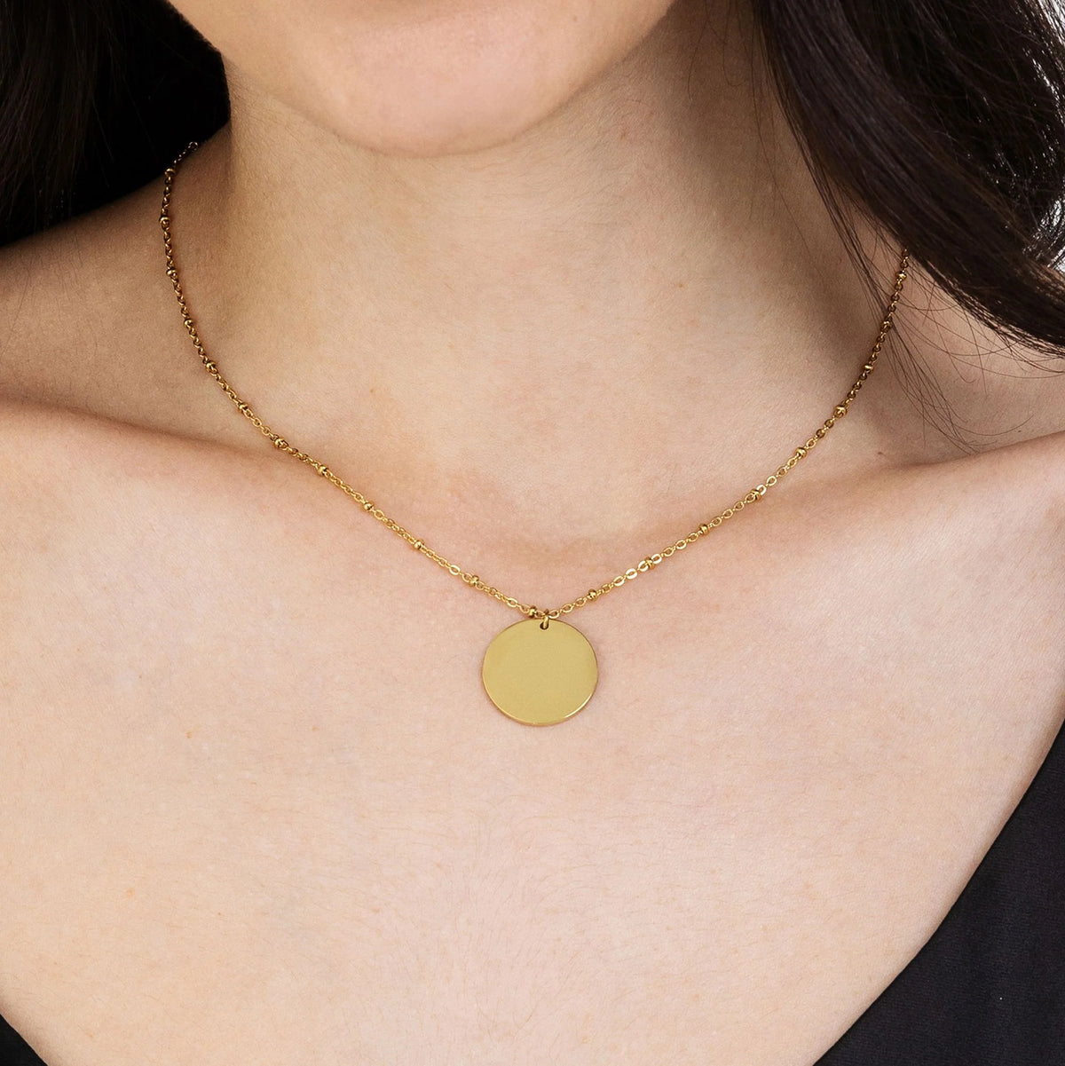 Collana Luca Barra Pvd Oro Con Pendente Tondo