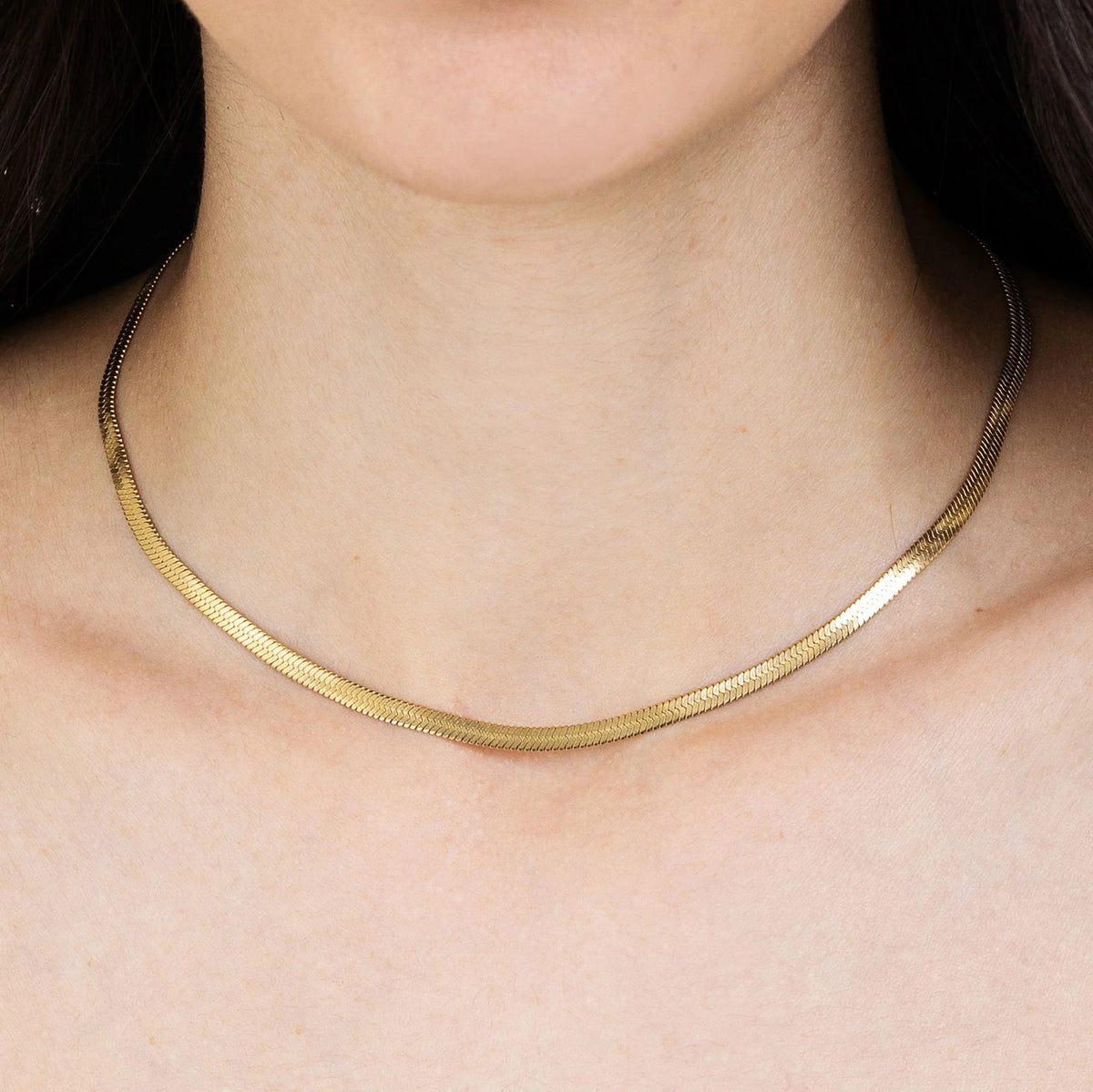 Collana Girocollo Luca Barra Maglia Snake Piatta Pvd Oro