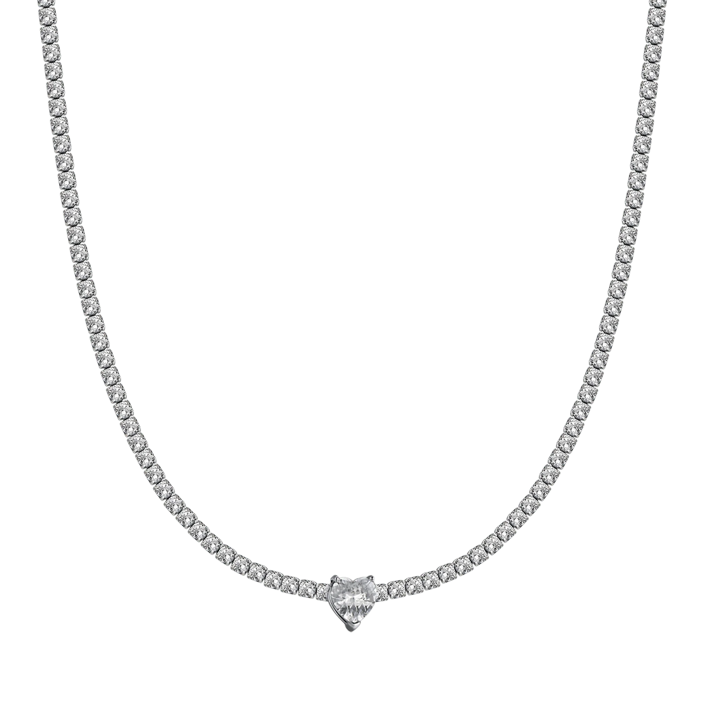 Collana Luca Barra Acciaio Cristalli Cuore Rosa Centrale