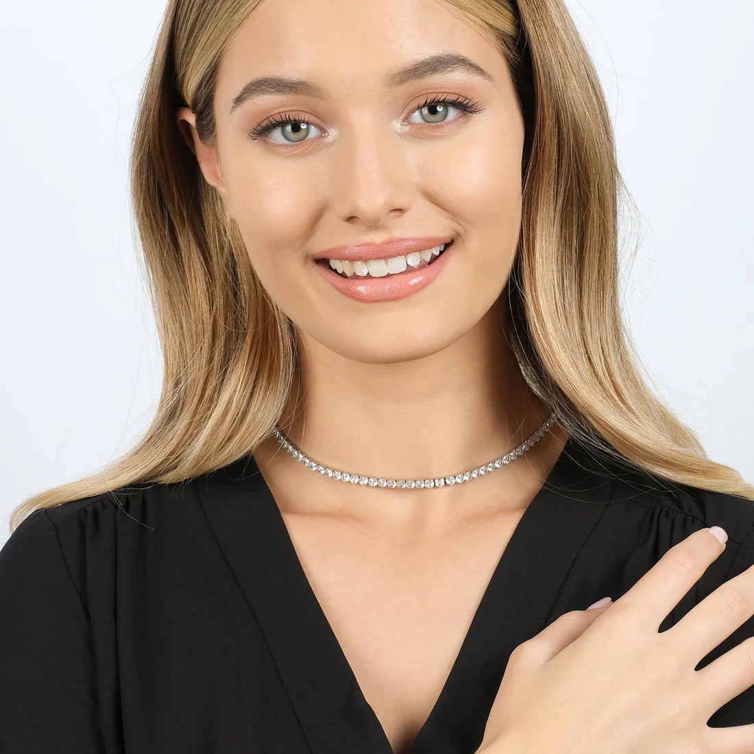 Collana Girocollo Luca Barra Pvd Oro Tennis Cristalli
