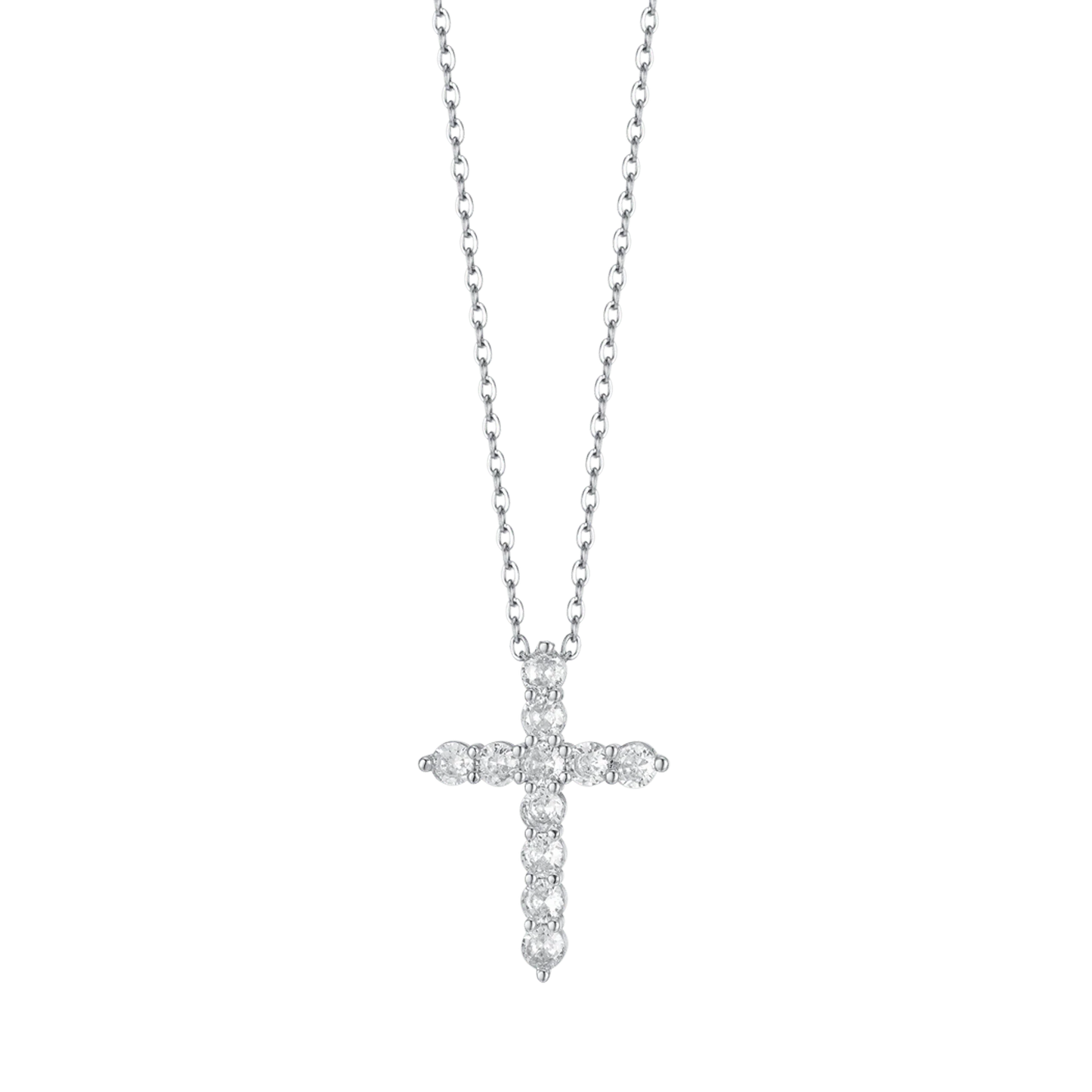 Collana Luca Barra Acciaio Pendente Croce Tennis Cristalli