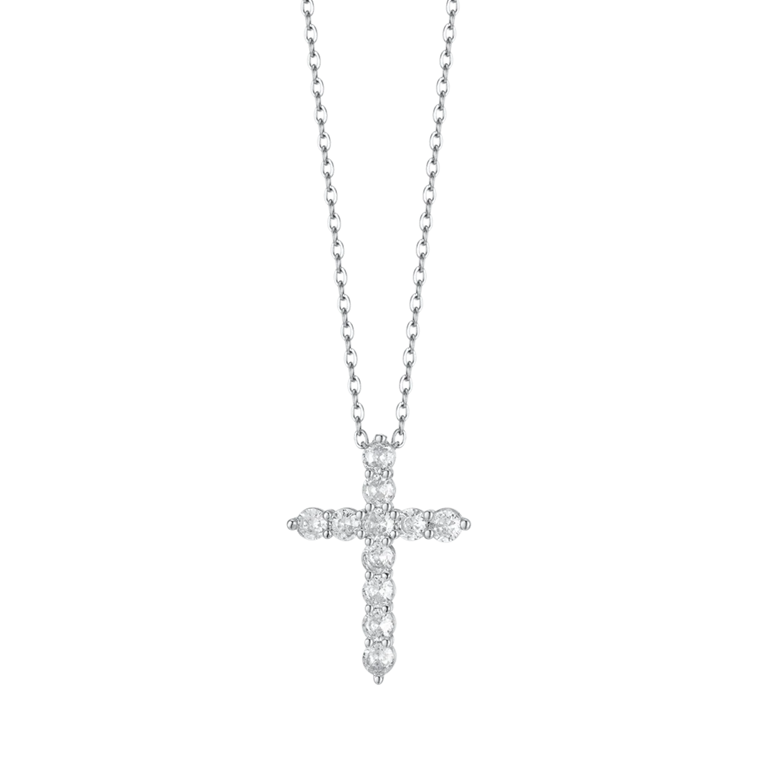 Collana Luca Barra Acciaio Pendente Croce Tennis Cristalli