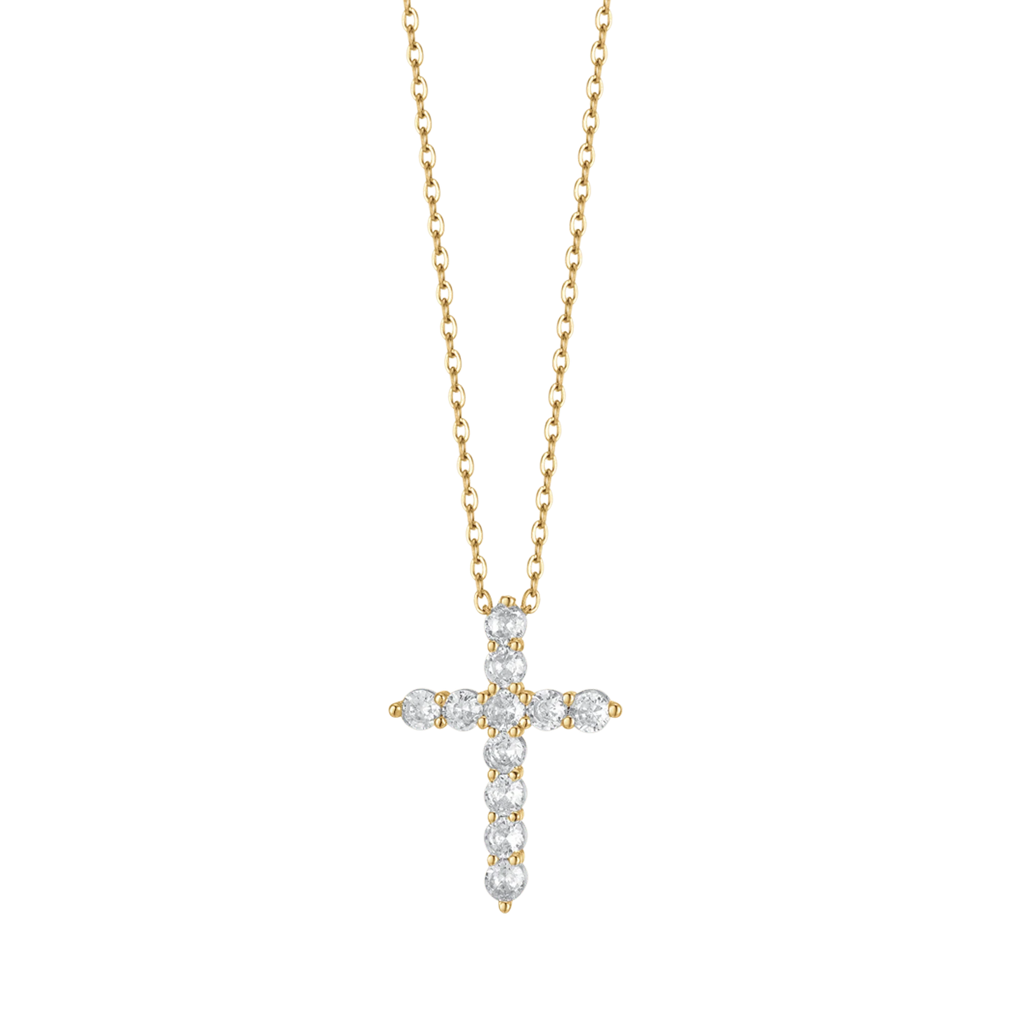 Collana Luca Barra Pvd Oro Pendente Croce Tennis Cristalli