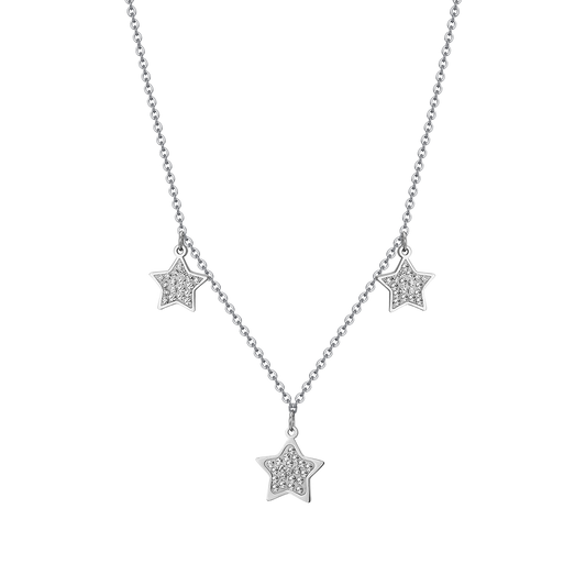 Collana Luca Barra Acciaio 3 Pendenti Stelle Cristalli