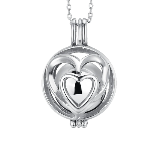Collana Chiam Angeli Luca Barra Pendente Sfera Doppio Cuore Traforato