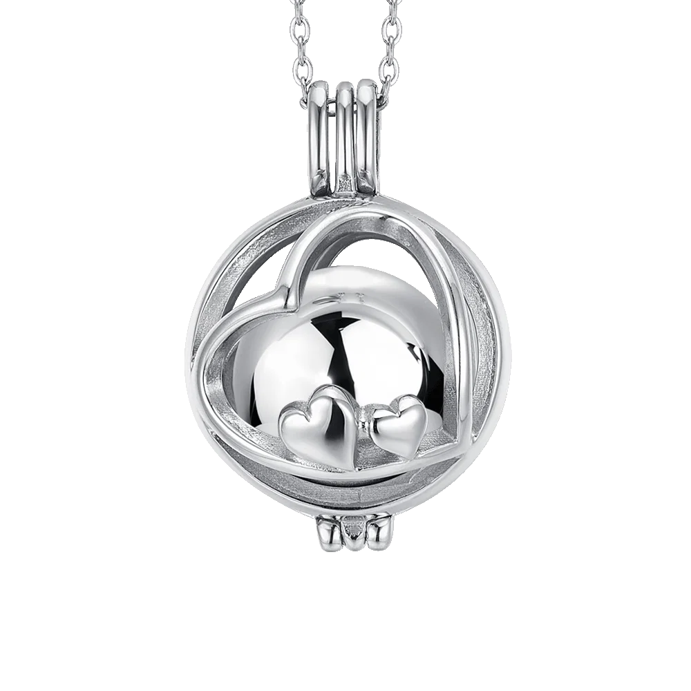 Collana Chiama Angeli Luca Barra Acciaio Sfera Cuore Traforato