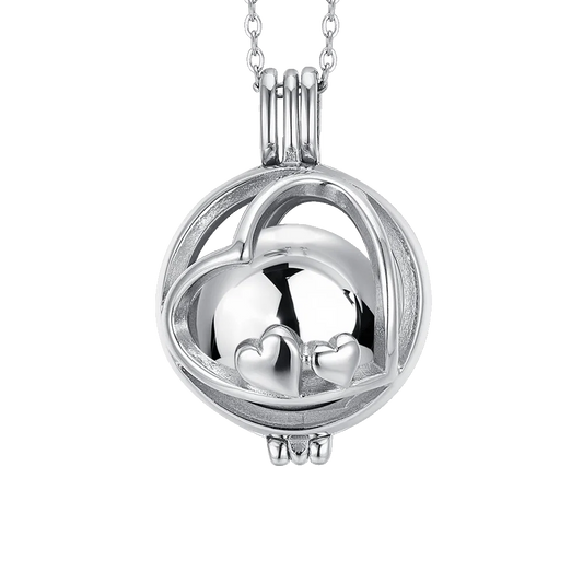 Collana Chiama Angeli Luca Barra Acciaio Sfera Cuore Traforato