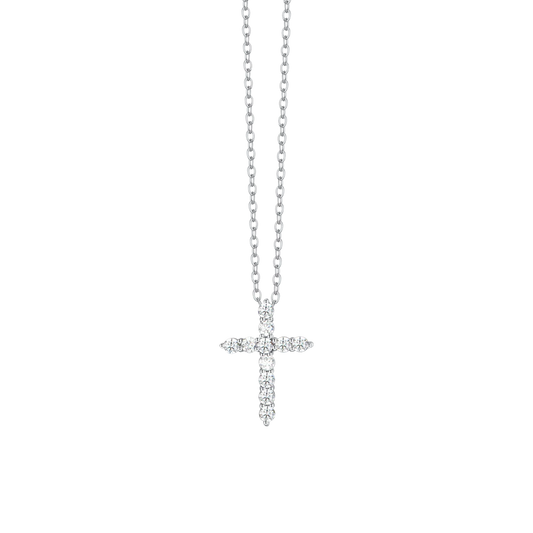 Collana Luca Barra Summer 24 Acciaio Pendente Croce Cristalli