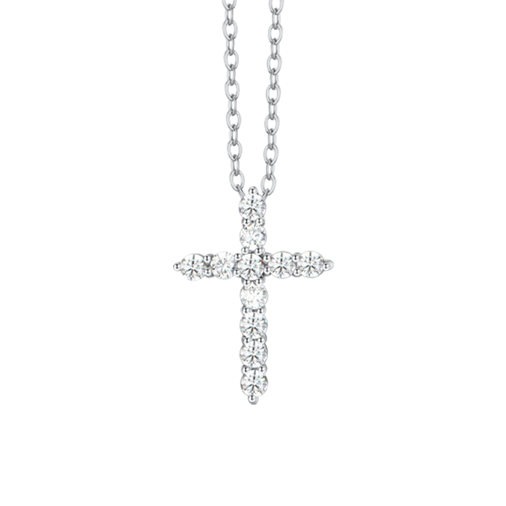 Collana Luca Barra Summer 24 Acciaio Pendente Croce Cristalli