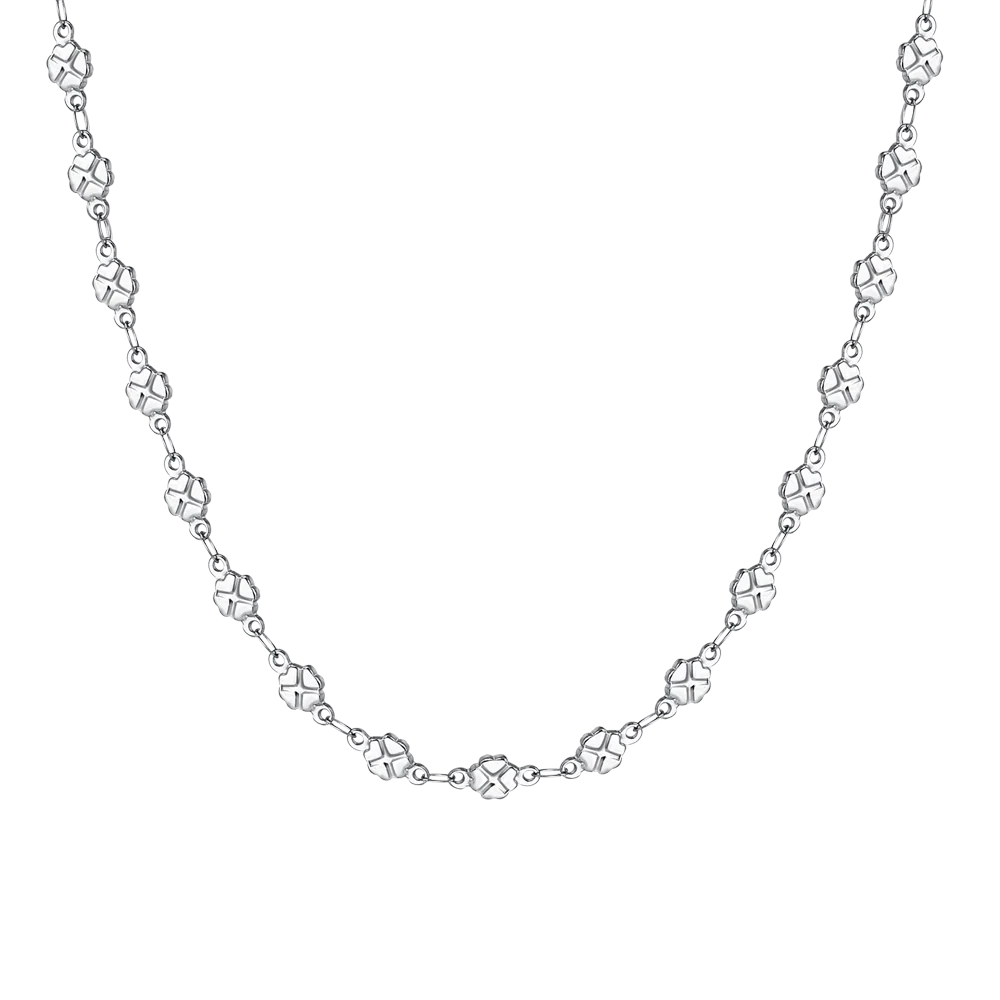 Collana Luca Barra Acciaio Maglia Quadrifoglio