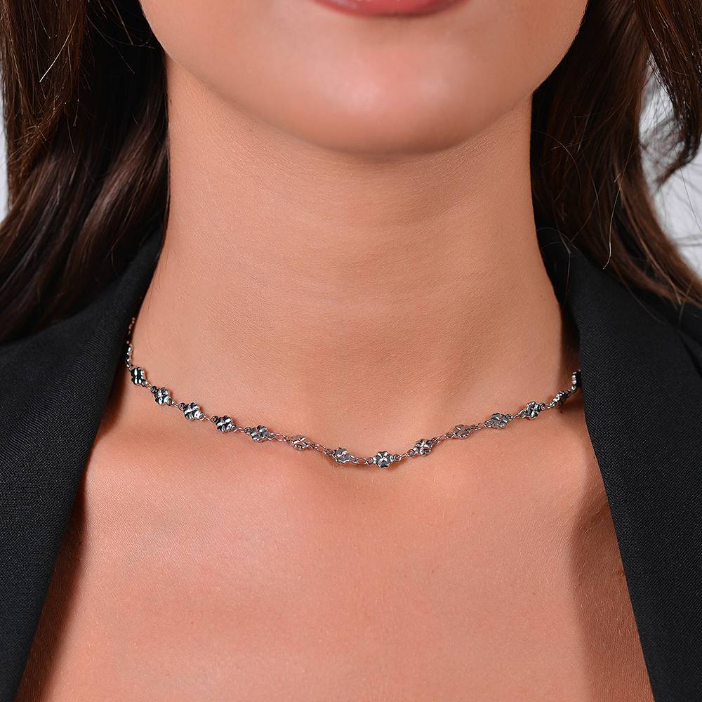 Collana Luca Barra Acciaio Maglia Quadrifoglio