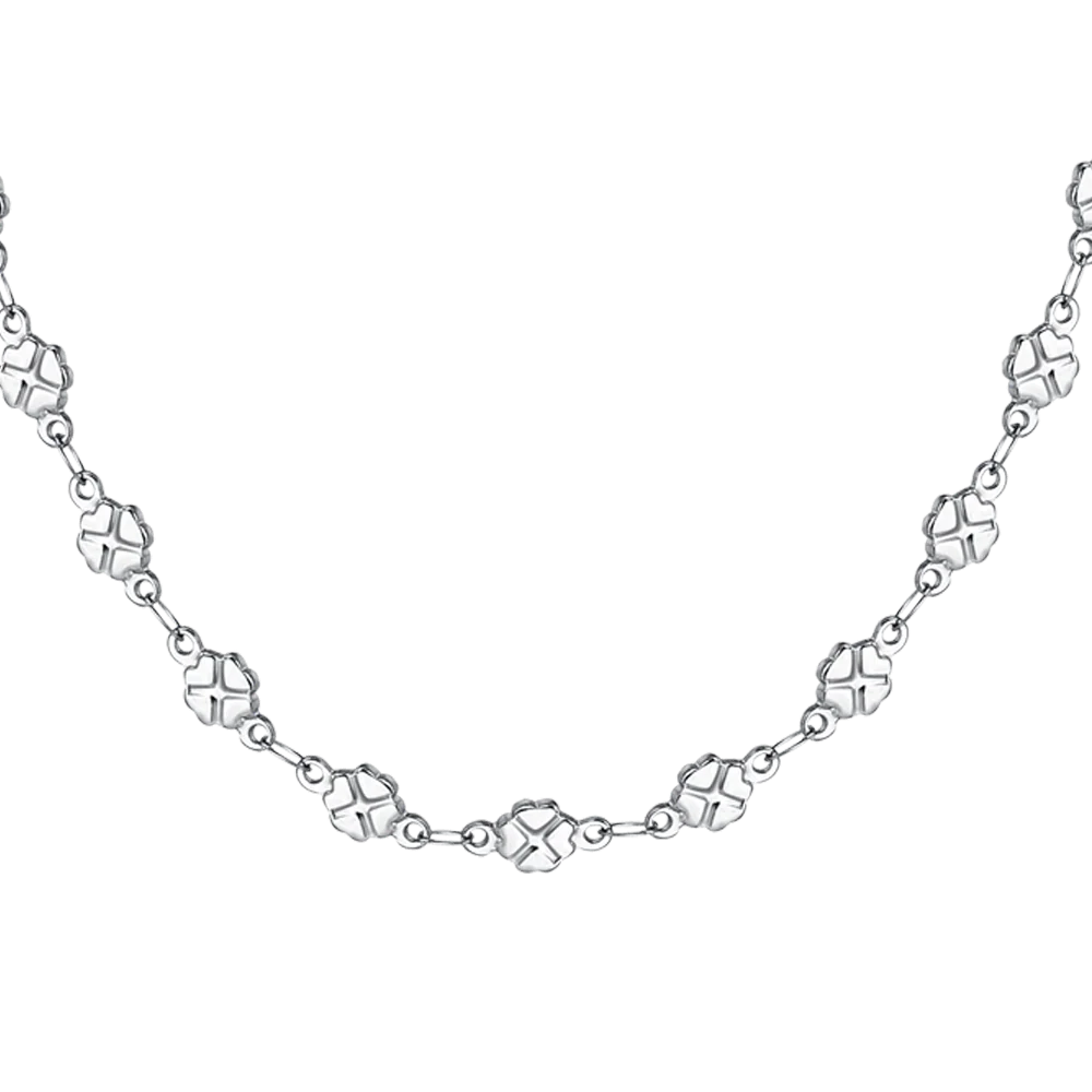 Collana Luca Barra Acciaio Maglia Quadrifoglio