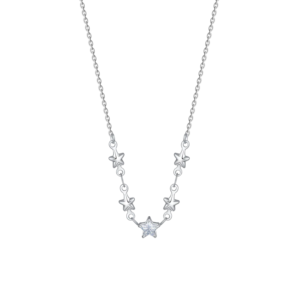 Collana Luca Barra Acciaio Maglia Catena Centrale Stelle