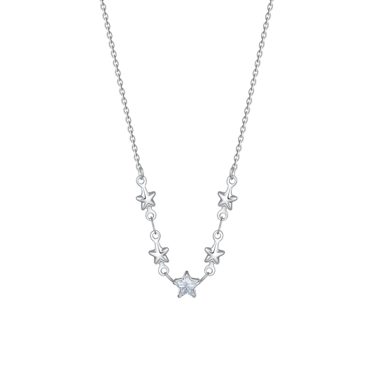 Collana Luca Barra Acciaio Maglia Catena Centrale Stelle