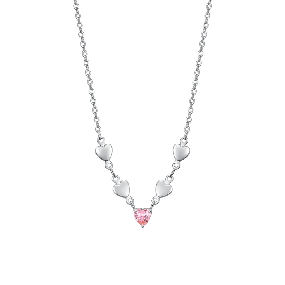 Collana Luca Barra Acciaio Maglia Catena Centrale Cuori