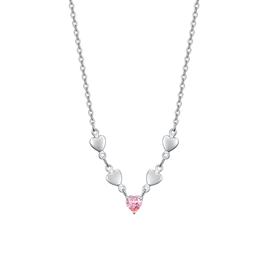 Collana Luca Barra Acciaio Maglia Catena Centrale Cuori