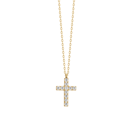 Collana Luca Barra Pvd Oro Maglia Catena Pendente Croce Tennis Zirconi
