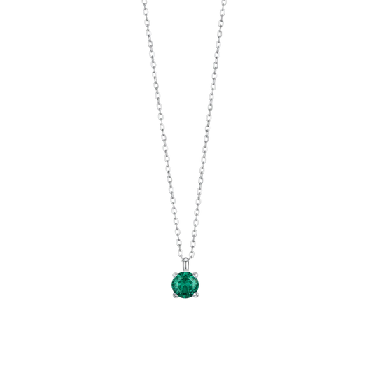Collana Luca Barra Acciaio Pendente Punto Luce Cristallo Verde