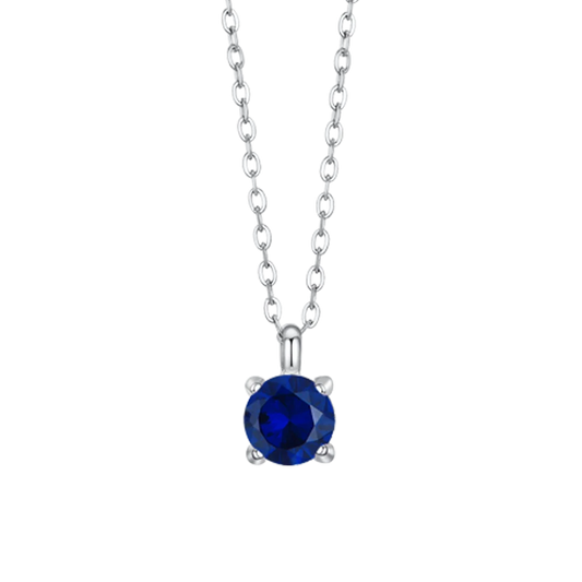 Collana Luca Barra Acciaio Pendente Punto Luce Cristallo Blu