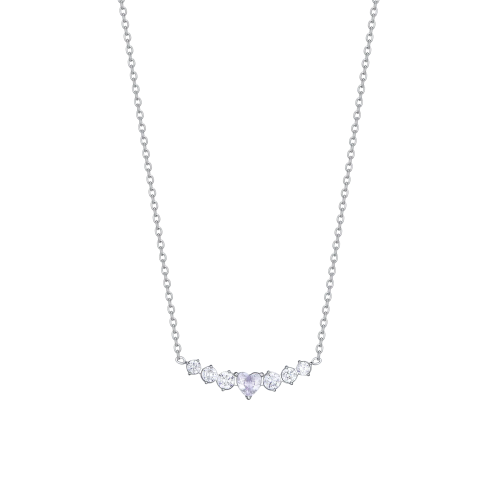 Collana Luca Barra Acciaio Maglia Catena Centrale Cristalli con Cuore